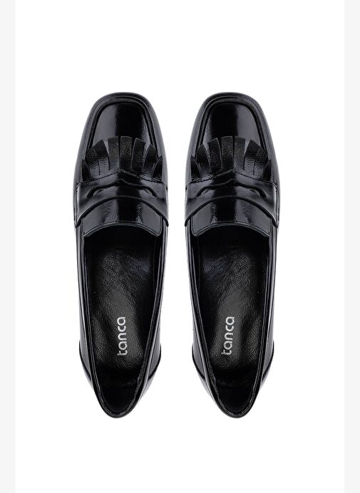 Tamer Tanca Kadın Hakiki Deri Siyah Rugan Loafer Ayakkabı - Görsel 6