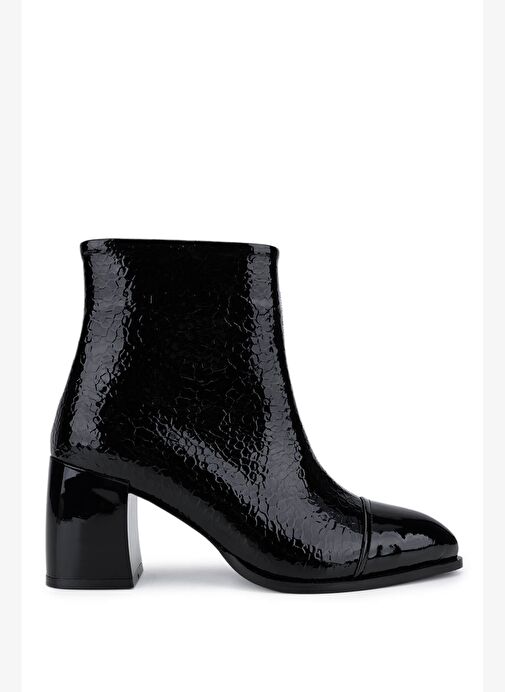 Tamer Tanca Kadın Suni Deri Siyah Rugan Topuklu Bot - Görsel 2