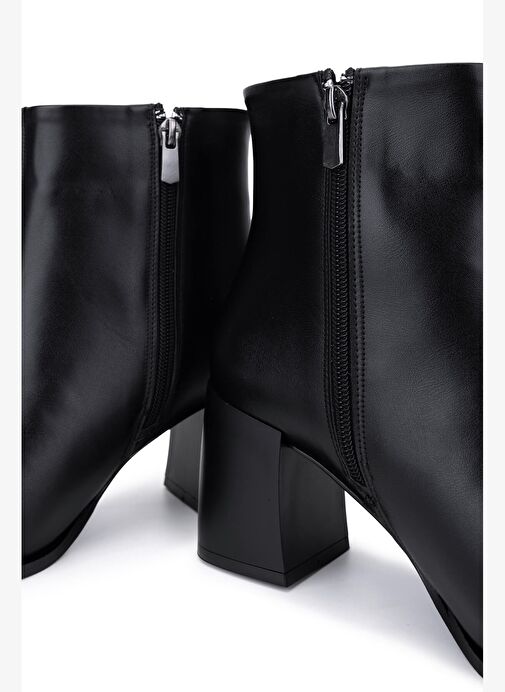 Tamer Tanca Kadın Suni Deri Siyah Topuklu Bot - Görsel 6