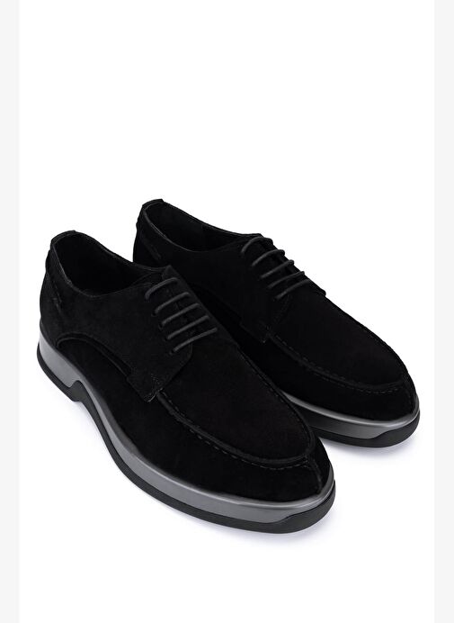 Tamer Tanca Erkek Hakiki Deri Siyah Süet Casual Ayakkabı - Görsel 3