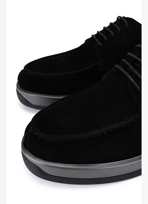 Tamer Tanca Erkek Hakiki Deri Siyah Süet Casual Ayakkabı - Görsel 5