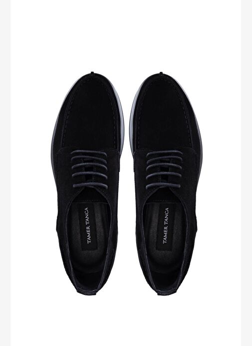 Tamer Tanca Erkek Hakiki Deri Siyah Süet Casual Ayakkabı - Görsel 6
