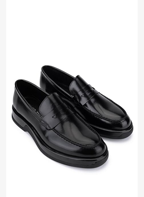 Tamer Tanca Erkek Hakiki Deri Siyah Açma Loafer Ayakkabı - Görsel 3
