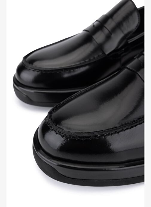 Tamer Tanca Erkek Hakiki Deri Siyah Açma Loafer Ayakkabı - Görsel 5