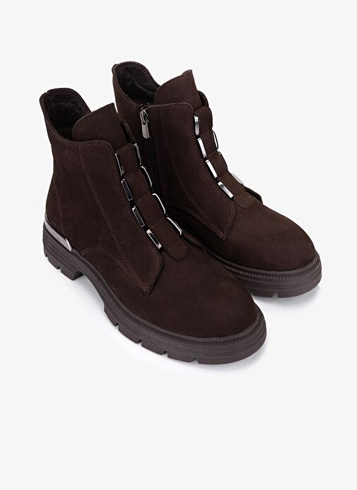 Valmenti Kadın Hakiki Deri Kahverengi Nubuk Casual Bot - Görsel 3