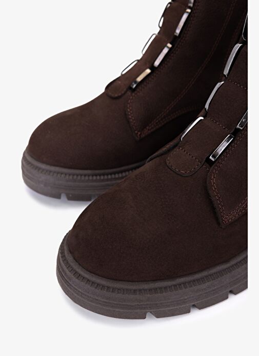 Valmenti Kadın Hakiki Deri Kahverengi Nubuk Casual Bot - Görsel 4