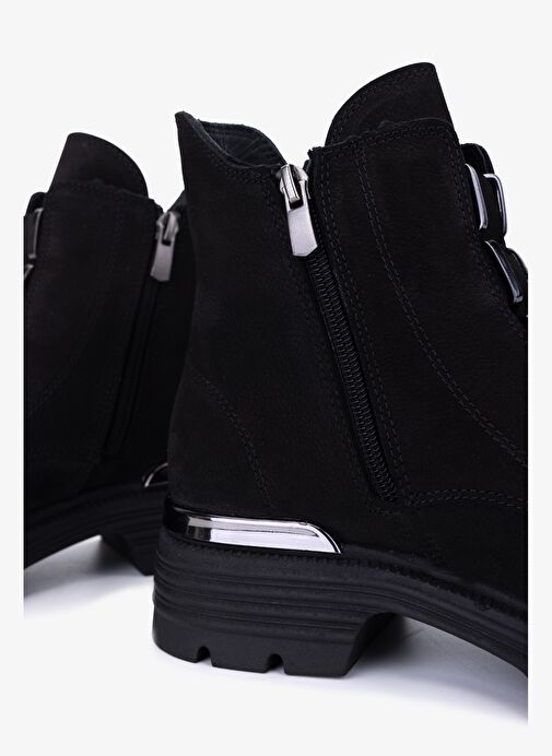 Valmenti Kadın Hakiki Deri Siyah Nubuk Casual Bot - Görsel 5