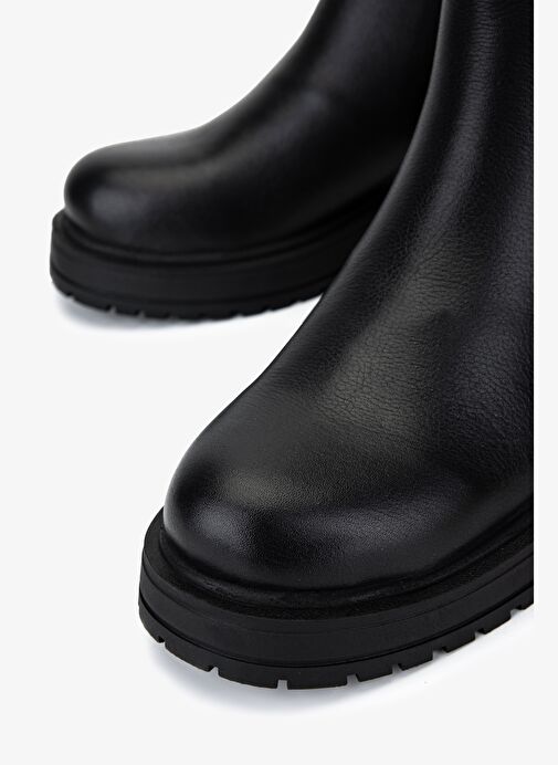 Valmenti Kadın Hakiki Deri Siyah Düz Bot - Görsel 4