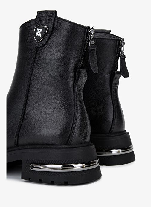 Valmenti Kadın Hakiki Deri Siyah Düz Bot - Görsel 5