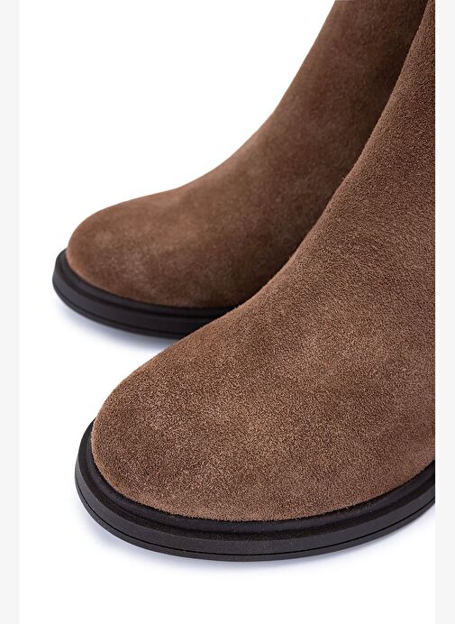 Tamer Tanca Kadın Hakiki Deri Kahverengi Topuklu Bot - Görsel 4