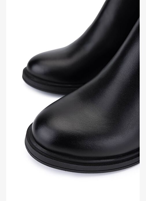 Tamer Tanca Kadın Hakiki Deri Siyah Deri Topuklu Bot - Görsel 4