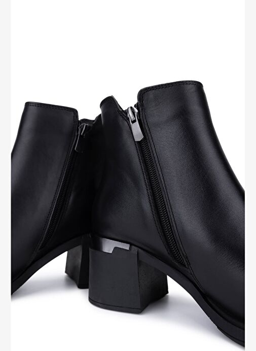 Tamer Tanca Kadın Hakiki Deri Siyah Deri Topuklu Bot - Görsel 6
