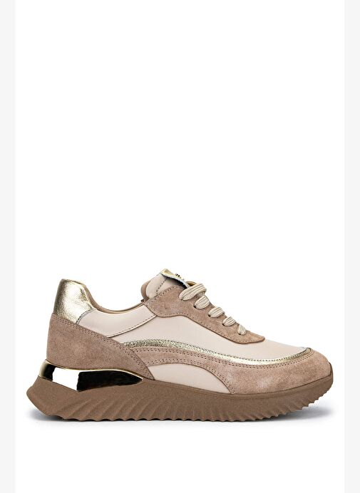 Tamer Tanca Kadın Hakiki Deri Bej Sneakers & Spor Ayakkabı - Görsel 2