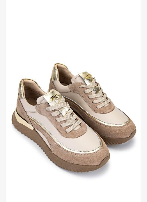 Tamer Tanca Kadın Hakiki Deri Bej Sneakers & Spor Ayakkabı - Görsel 3