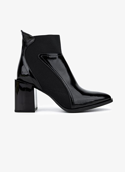 Valmenti Kadın Hakiki Deri Siyah Rugan Topuklu Bot - Görsel 2