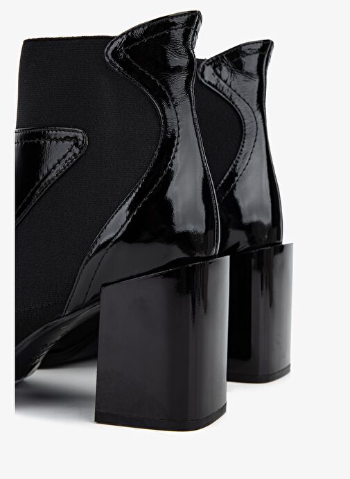 Valmenti Kadın Hakiki Deri Siyah Rugan Topuklu Bot - Görsel 6