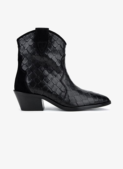 Valmenti Kadın Hakiki Deri Siyah Topuklu Bot - Görsel 2