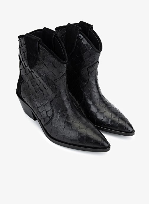 Valmenti Kadın Hakiki Deri Siyah Topuklu Bot - Görsel 3