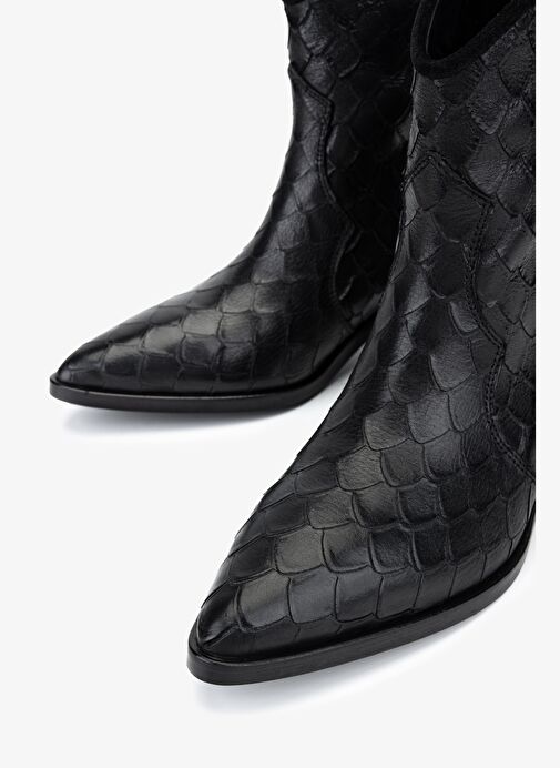 Valmenti Kadın Hakiki Deri Siyah Topuklu Bot - Görsel 4