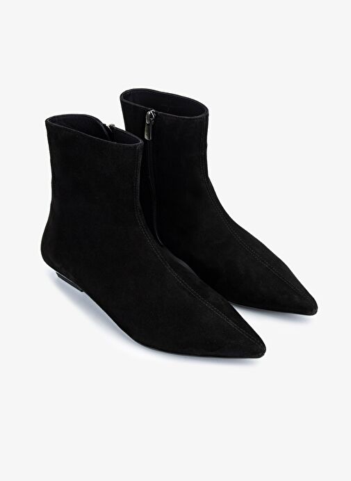 Valmenti Kadın Hakiki Deri Siyah Süet Topuklu Bot - Görsel 3