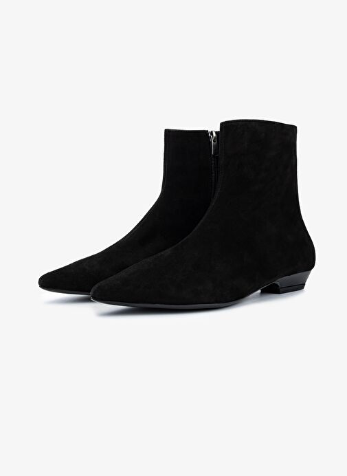 Valmenti Kadın Hakiki Deri Siyah Süet Topuklu Bot - Görsel 5