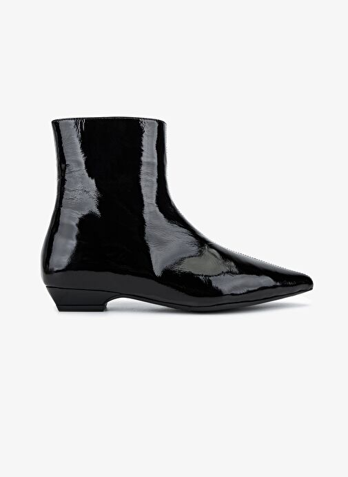 Valmenti Kadın Hakiki Deri Siyah Rugan Topuklu Bot - Görsel 2