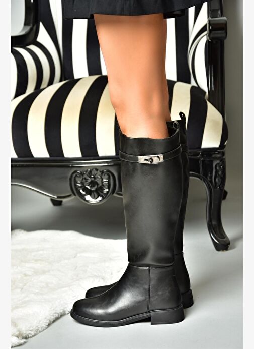 R312225309 Siyah Klasik Kadın Çizme - Görsel 2