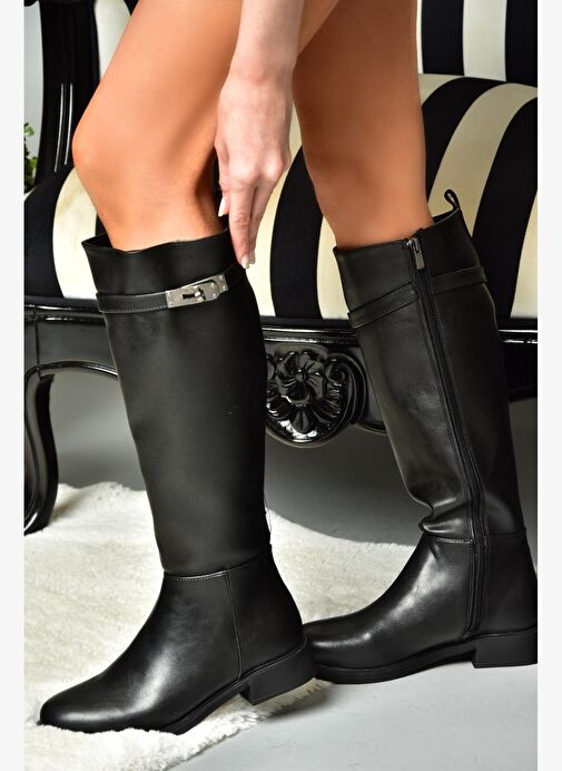 R312225309 Siyah Klasik Kadın Çizme - Görsel 3