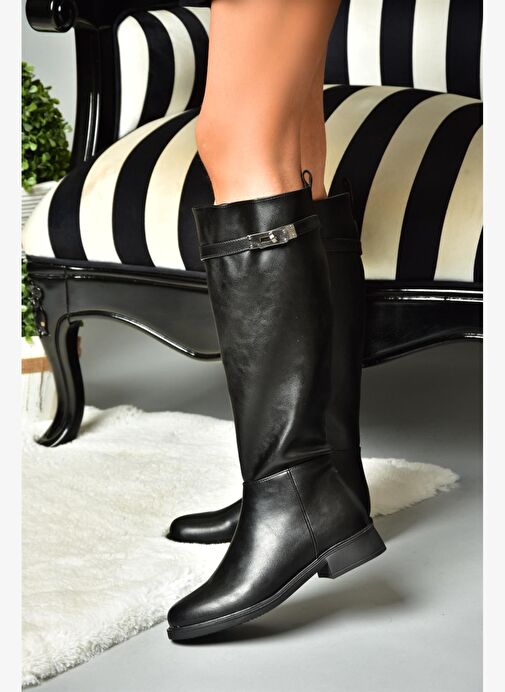 R312225309 Siyah Klasik Kadın Çizme - Görsel 4
