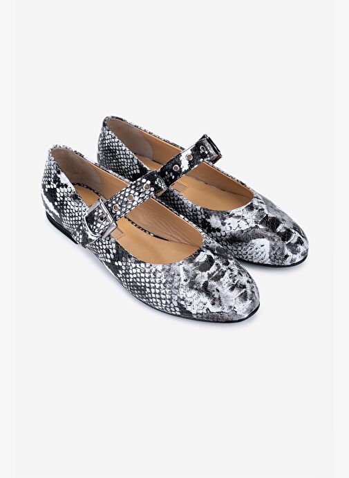 Valmenti Kadın Hakiki Deri Gri Babet Ayakkabı - Görsel 3