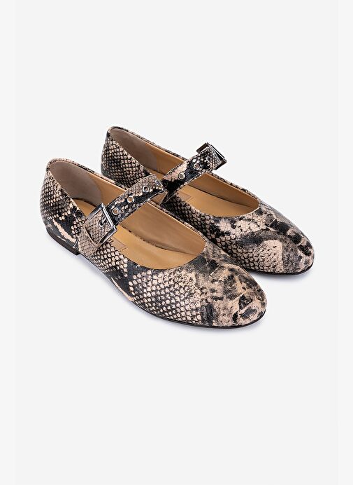 Valmenti Kadın Hakiki Deri Naturel Babet Ayakkabı - Görsel 3