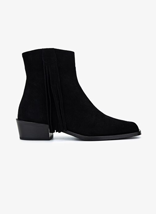 Valmenti Kadın Hakiki Deri Siyah Süet Topuklu Bot - Görsel 2