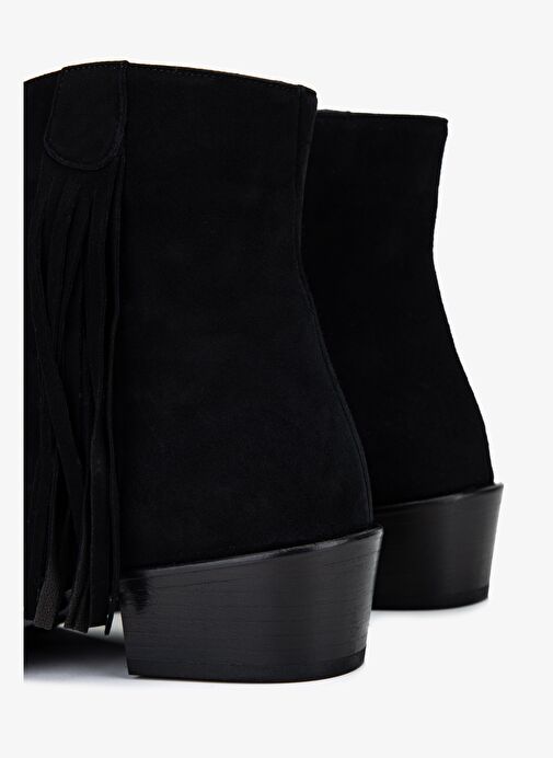 Valmenti Kadın Hakiki Deri Siyah Süet Topuklu Bot - Görsel 5