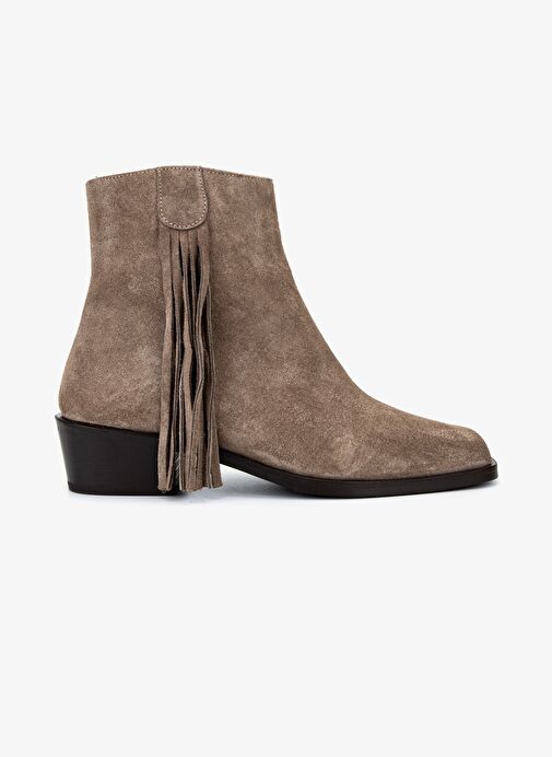 Valmenti Kadın Hakiki Deri Vizon Süet Topuklu Bot - Görsel 2