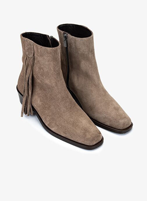 Valmenti Kadın Hakiki Deri Vizon Süet Topuklu Bot - Görsel 3