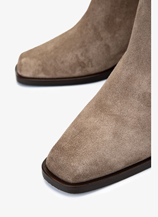 Valmenti Kadın Hakiki Deri Vizon Süet Topuklu Bot - Görsel 4
