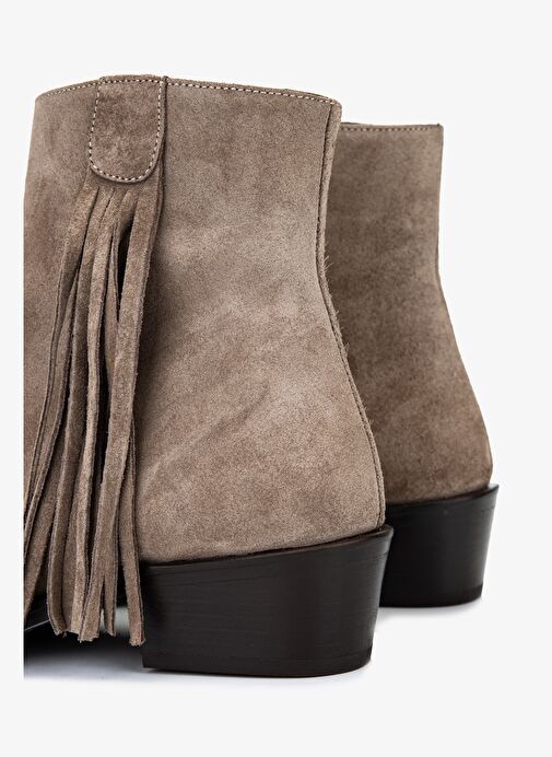 Valmenti Kadın Hakiki Deri Vizon Süet Topuklu Bot - Görsel 5