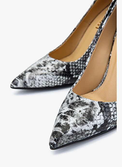 Valmenti Kadın Hakiki Deri Gri Topuklu Ayakkabı - Görsel 4