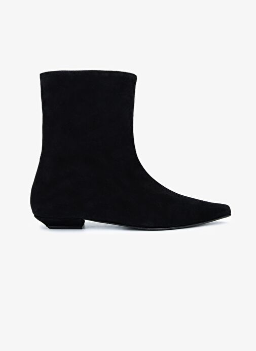 Valmenti Kadın Hakiki Deri Siyah Süet Düz Bot - Görsel 2