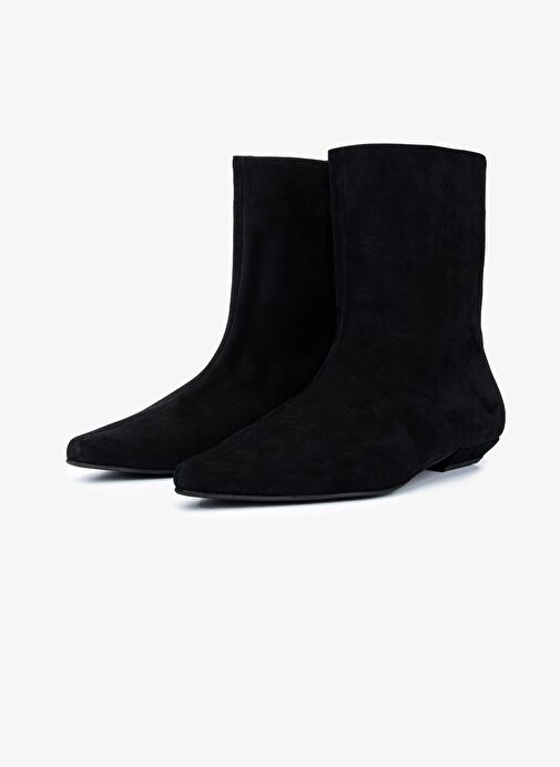 Valmenti Kadın Hakiki Deri Siyah Süet Düz Bot - Görsel 5