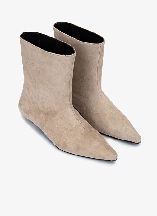 Valmenti Kadın Hakiki Deri Taş Süet Düz Bot - Görsel 3