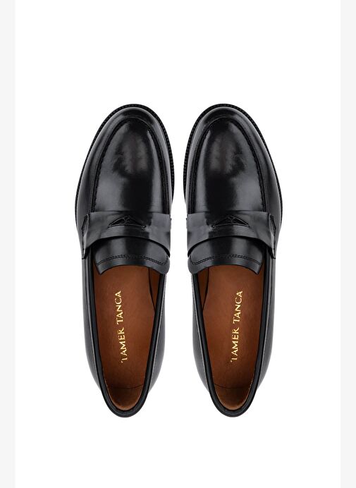 Tamer Tanca Erkek Hakiki Deri Siyah Loafer Ayakkabı - Görsel 6