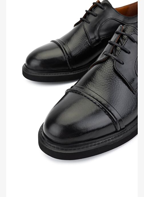 Tamer Tanca Erkek Hakiki Deri Siyah Klasik Ayakkabı - Görsel 4