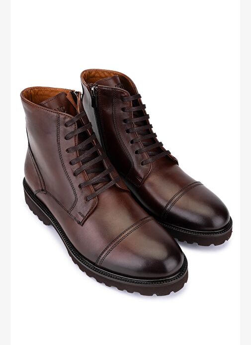 Tamer Tanca Erkek Hakiki Deri Kahverengi Casual Bot - Görsel 3