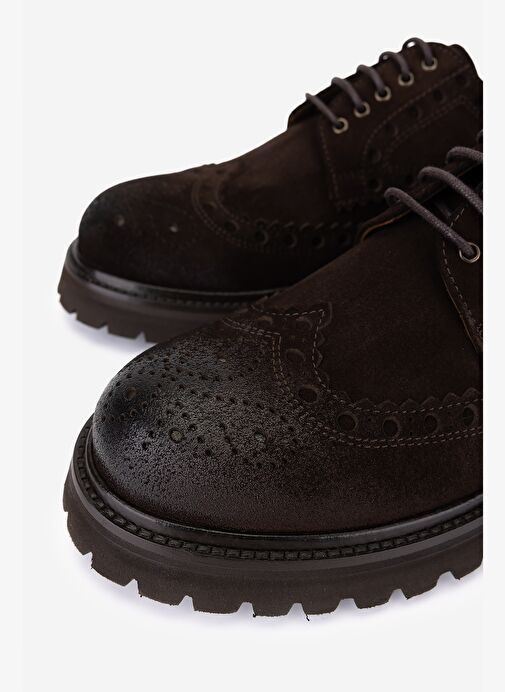 Valmenti Erkek Hakiki Deri Kahverengi Süet Casual Ayakkabı - Görsel 4