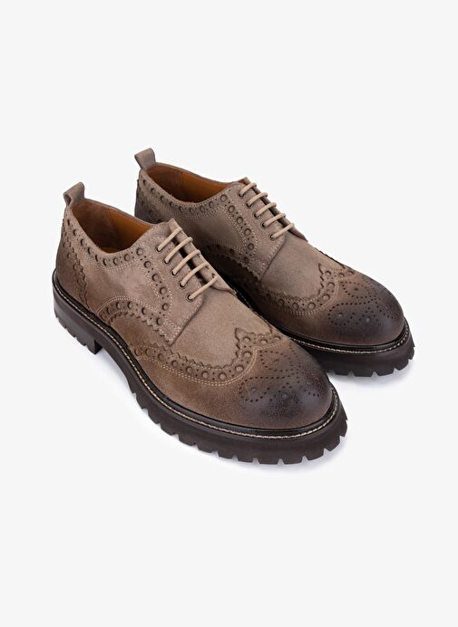 Valmenti Erkek Hakiki Deri Bej Süet Casual Ayakkabı - Görsel 3