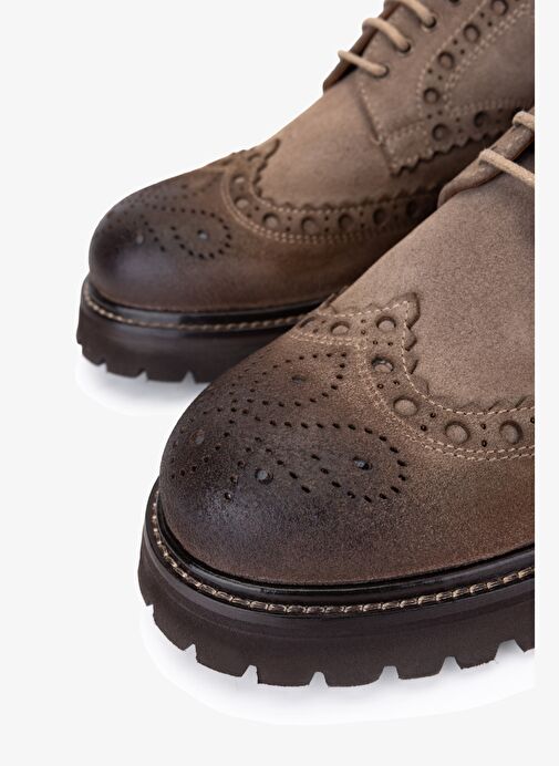 Valmenti Erkek Hakiki Deri Bej Süet Casual Ayakkabı - Görsel 4