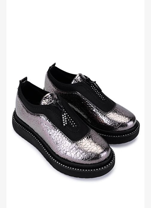 Tamer Tanca Kadın Suni Deri/Tekstil Metalik Casual Ayakkabı - Görsel 3