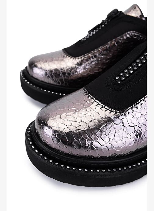 Tamer Tanca Kadın Suni Deri/Tekstil Metalik Casual Ayakkabı - Görsel 4