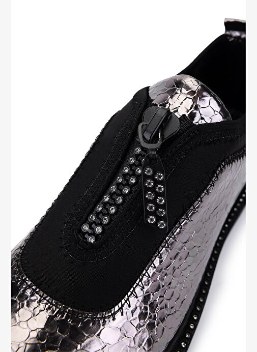 Tamer Tanca Kadın Suni Deri/Tekstil Metalik Casual Ayakkabı - Görsel 5